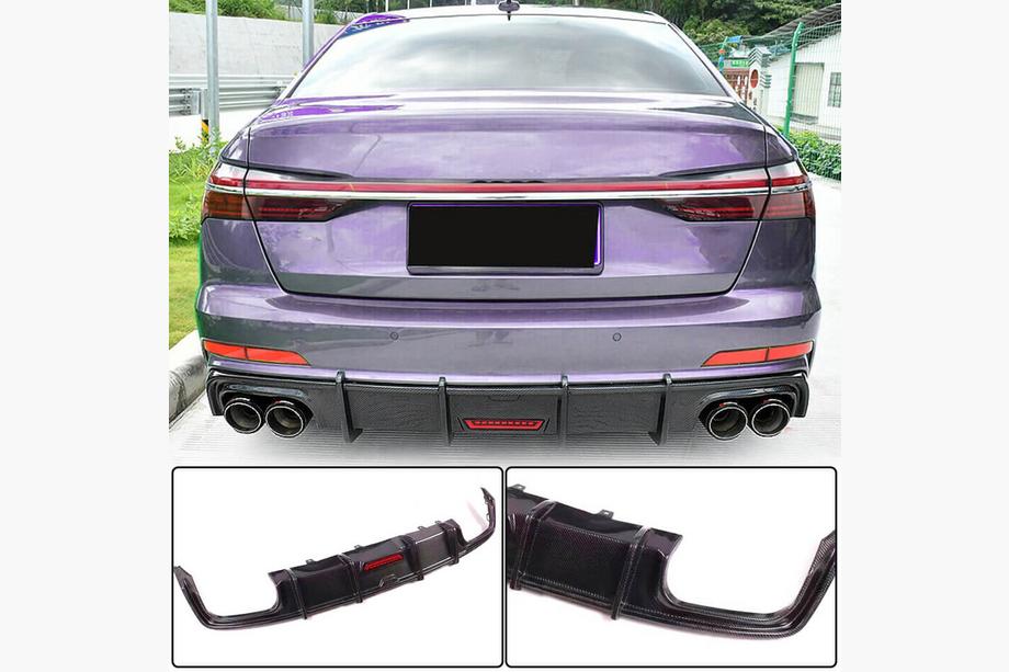 Audi A6 C8 2018–2025 Rear Bumper Diffuser (for Base Sedan 2018-2023, Carbon) Image