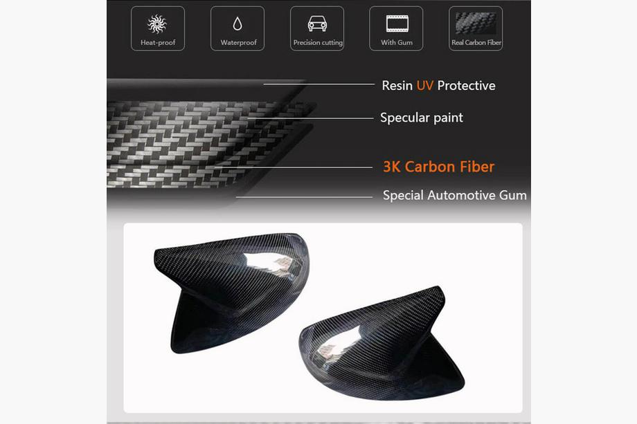 Audi A6 C8 2018–2025 Mirror Covers, Replacement Style (Carbon) V2 Photo 2