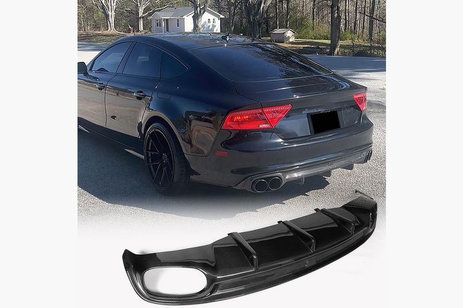 Audi A7 2010-2018 Rear Bumper Diffuser V2 (for S-Line, 2010-2014, Carbon) Image