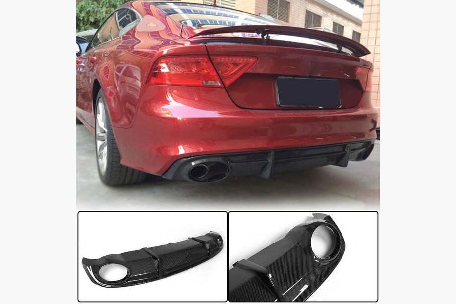 Audi A7 2010-2018 Rear Bumper Diffuser V3 (for S-Line, 2010-2014, Carbon) Image