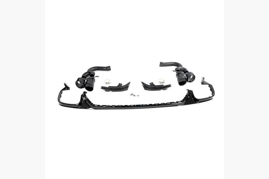 Audi Q8 2018- Rear bumper diffuser with exhaust tips (Black) Image