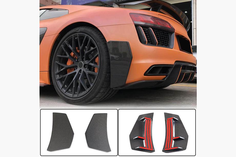 Audi R8 2015- Rear Bumper Splitters V1 (2015-2020, Carbon) Image