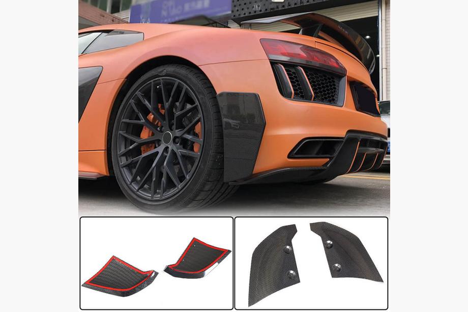 Audi R8 2015- Rear Bumper Splitters V2 (2015-2020, Carbon) Image