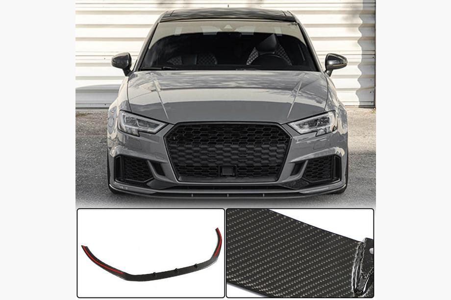 Audi A3 2012-2020 Front Bumper Lip Spoiler V5 (for RS3 Sedan 2017-2020, Carbon) Image