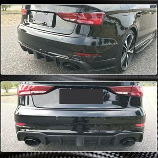 Rear Bumper Diffuser with LED Brake Light V2 (for RS3 2017-2019, Carbon) Audi A3 2012-2020 photo 3