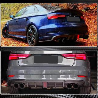 Rear Bumper Diffuser with LED Brake Light V2 (for RS3 2017-2019, Carbon) Audi A3 2012-2020 photo 4