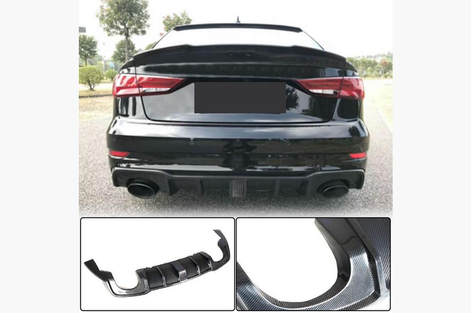 Audi A3 2012-2020 Rear Bumper Diffuser (Carbon) (with LED Brake Light) V2 Image