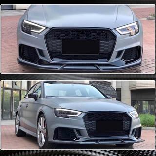 Front bumper lip spoiler V4 (for RS3 Sedan 2017-2020, Carbon) Audi A3 2012-2020 photo 1
