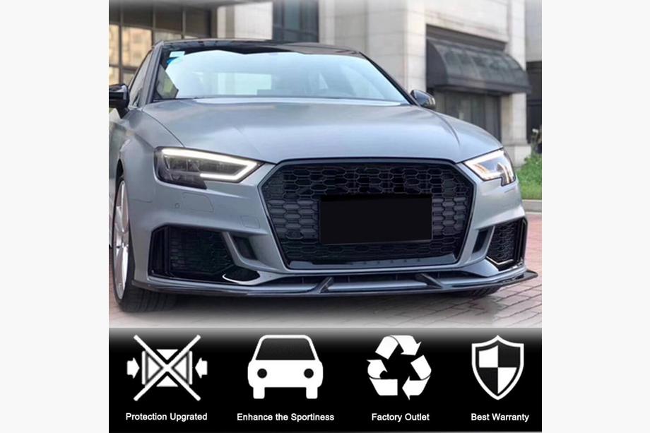 Audi A3 2012-2020 Front bumper lip spoiler V4 (for RS3 Sedan 2017-2020, Carbon) Photo 4