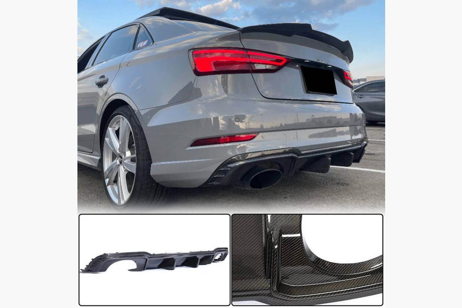 Audi A3 2012-2020 Rear bumper diffuser V1 (for RS3 Sedan 2017-2019, Carbon) Image