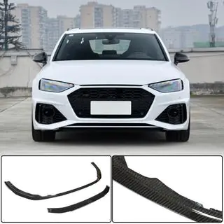 Front Bumper Lip V2 for RS4 Avant 2019-2021 Carbon photo 1