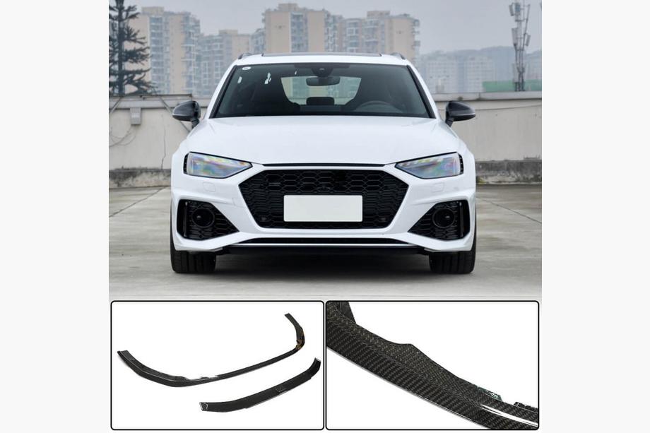 Audi A4 B9 2015-2024 Front Bumper Lip V2 for RS4 Avant 2019-2021 Carbon Image