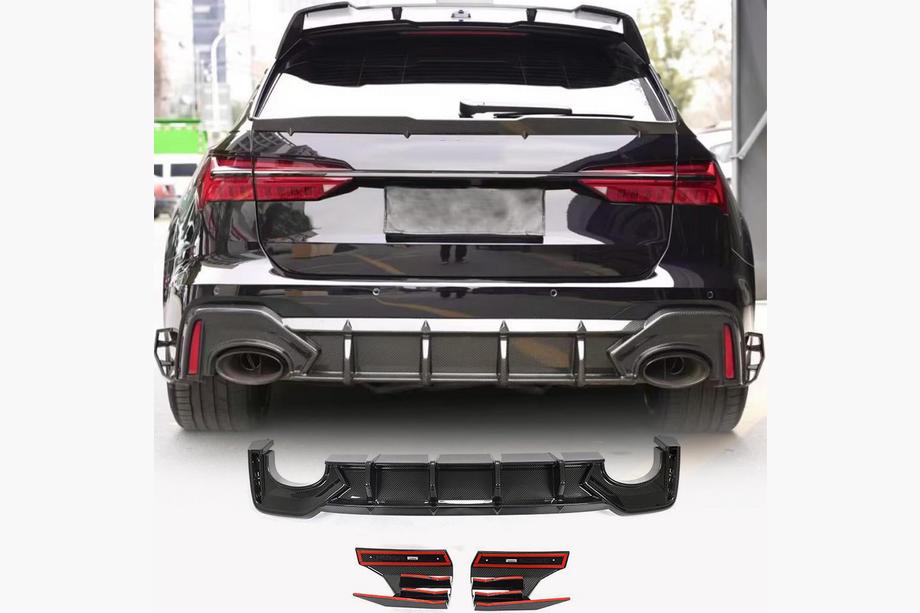 Audi A6 C8 2018–2025 Rear Bumper Diffuser (for RS6, Carbon) Image