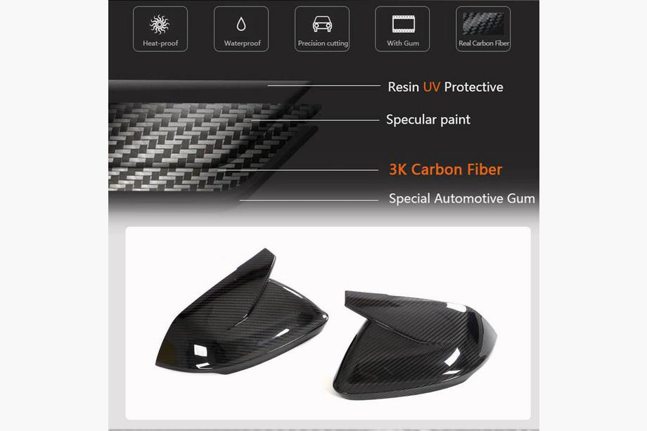Audi Q8 2018- Mirror Covers (2018-2023, Carbon, Without Lane Change Assist) Photo 3