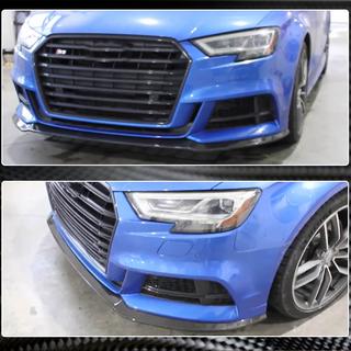 Front bumper lip spoiler Lip V5 (for S-Line Sedan 2017-2020, Carbon) Audi A3 2012-2020 photo 4