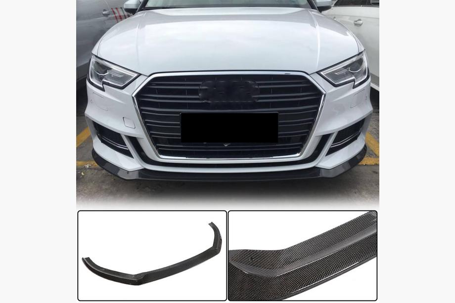 Audi A3 2012-2020 Front bumper lip spoiler Lip V5 (for S-Line Sedan 2017-2020, Carbon) Image