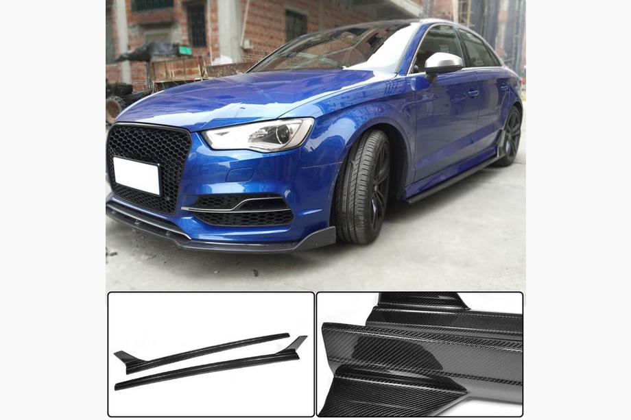 Audi A3 2012-2020 V4 Side Skirts (for S-Line Sedan, Carbon) Image