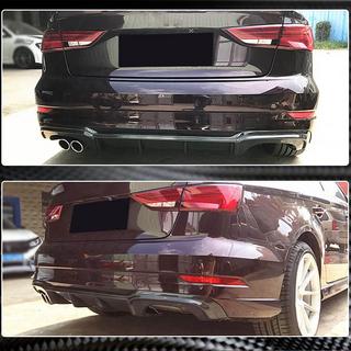 Rear bumper diffuser V5 (for S-Line Sedan 2017-2020, Carbon) Audi A3 2012-2020 photo 3