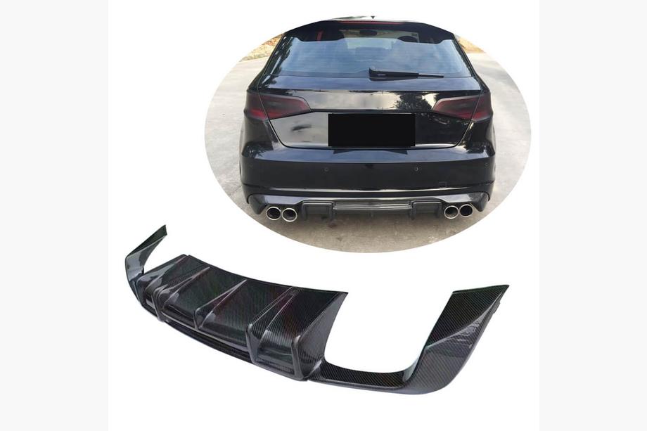 Audi A3 2012-2020 Rear Bumper Diffuser V1 (for S-Line HB 2012-2016, Carbon) Image