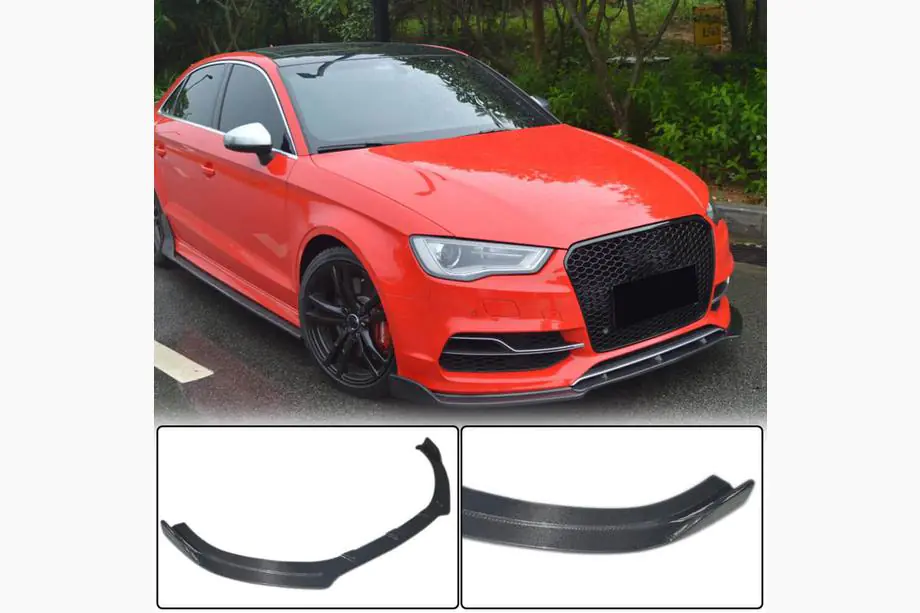 Audi A3 2012-2020 Front bumper lip spoiler Lip V3 (for S-Line Sedan 2012-2016, Carbon) Image