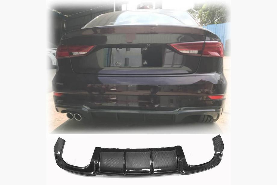 Audi A3 2012-2020 Rear bumper diffuser V4 (for S-Line Sedan 2017-2020, Carbon) Image