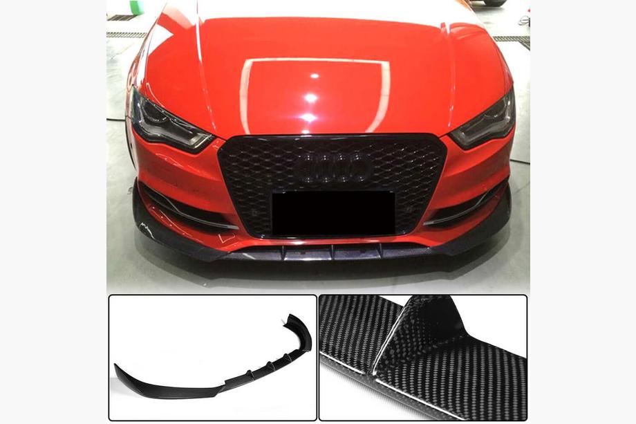 Audi A3 2012-2020 Front Bumper Lip Spoiler Lip V2 (for S-Line Sedan 2012-2016, Carbon) Image