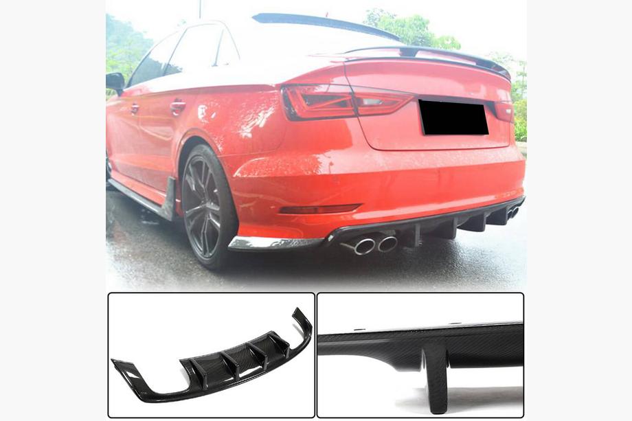 Audi A3 2012-2020 Rear bumper diffuser V3 (for S-Line Sedan 2012-2016, Carbon) Image