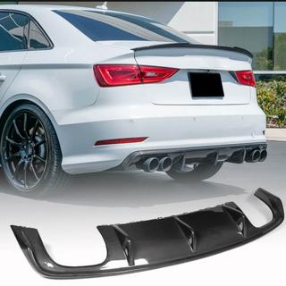 Rear Bumper Diffuser V2 (for S-Line Sedan 2012-2016, Carbon) Audi A3 2012-2020 photo 1