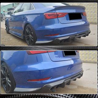 Rear bumper diffuser V1 (for S-Line Sedan 2012-2016, Carbon) Audi A3 2012-2020 photo 3