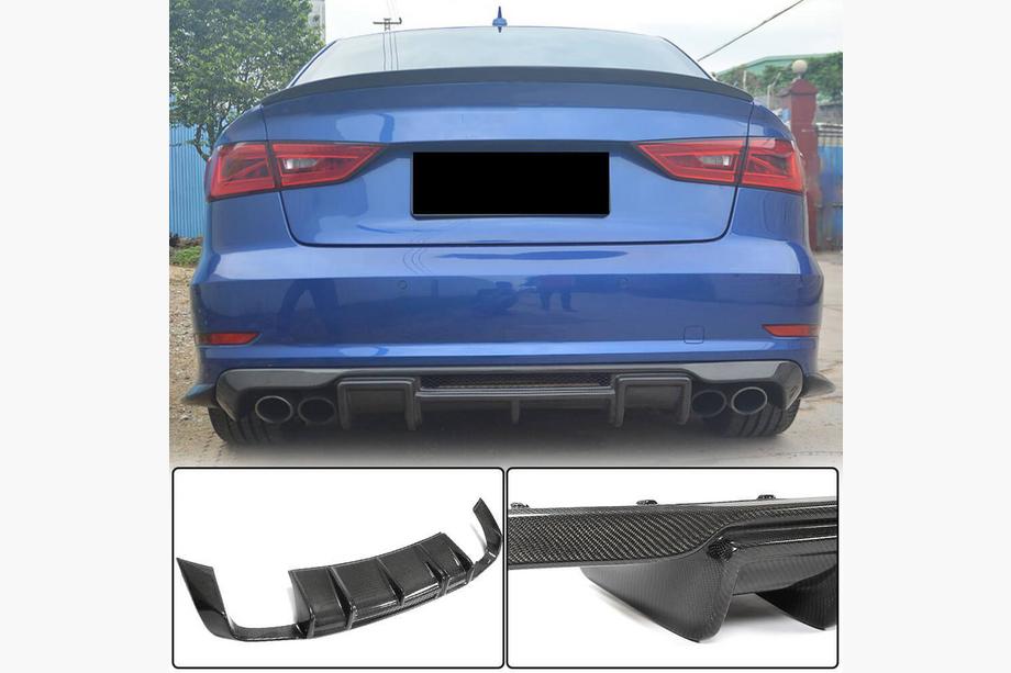 Audi A3 2012-2020 Rear bumper diffuser V1 (for S-Line Sedan 2012-2016, Carbon) Image