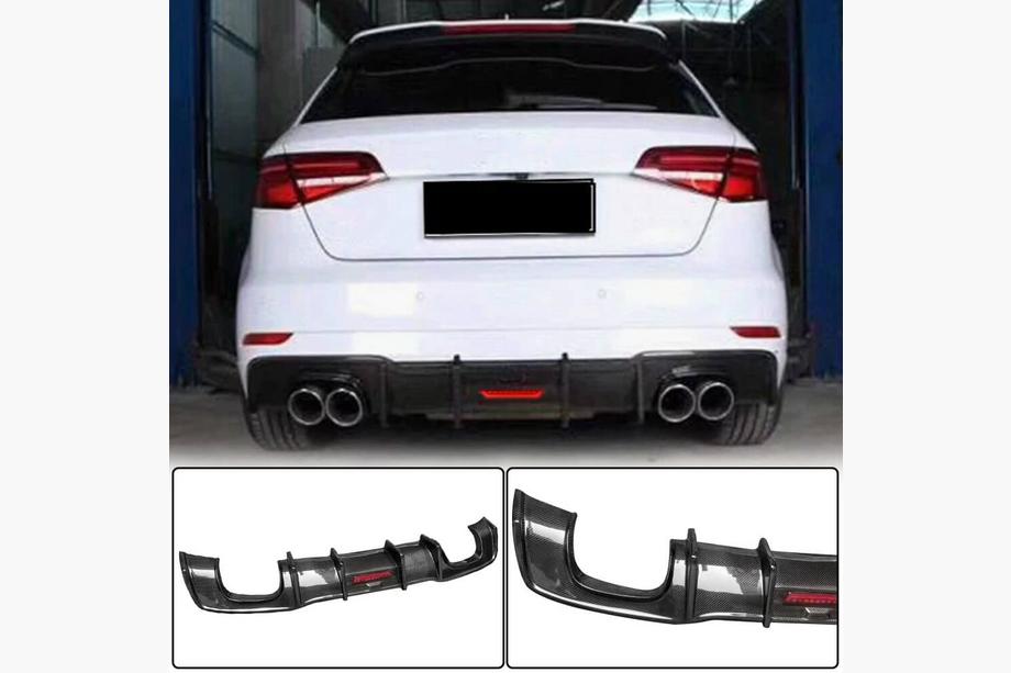 Audi A3 2012-2020 Rear Bumper Diffuser V1 for S-Line HB 2017-2020, Carbon Photo 1