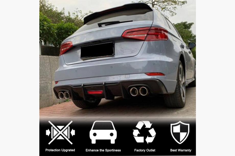 Audi A3 2012-2020 Rear Bumper Diffuser V1 for S-Line HB 2017-2020, Carbon Photo 2