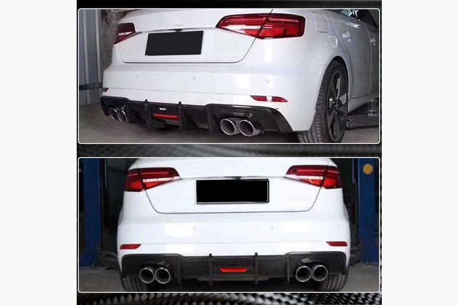 Audi A3 2012-2020 Rear Bumper Diffuser V1 for S-Line HB 2017-2020, Carbon Photo 3