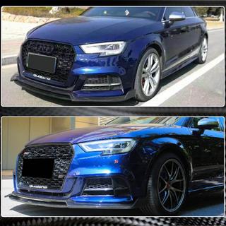 Front bumper lip Lip V4 (for S-Line Sedan 2017-2020, Carbon) Audi A3 2012-2020 photo 3