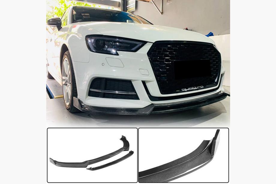 Audi A3 2012-2020 Front bumper lip Lip V4 (for S-Line Sedan 2017-2020, Carbon) Photo 1