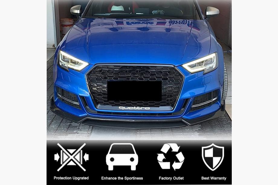 Audi A3 2012-2020 Front bumper lip Lip V4 (for S-Line Sedan 2017-2020, Carbon) Photo 2