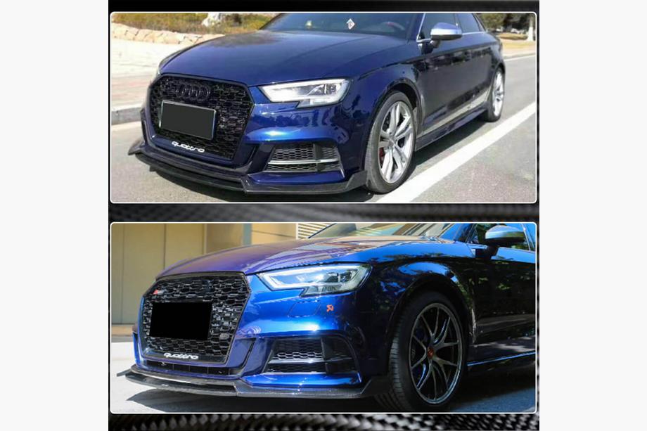 Audi A3 2012-2020 Front bumper lip Lip V4 (for S-Line Sedan 2017-2020, Carbon) Photo 3