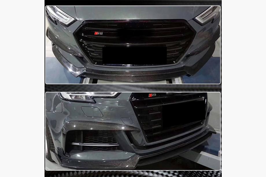 Audi A3 2012-2020 Front bumper lip Lip V4 (for S-Line Sedan 2017-2020, Carbon) Photo 4