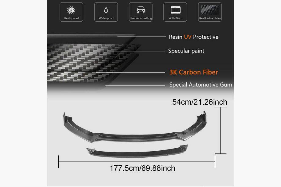 Audi A3 2012-2020 Front bumper lip Lip V4 (for S-Line Sedan 2017-2020, Carbon) Photo 5