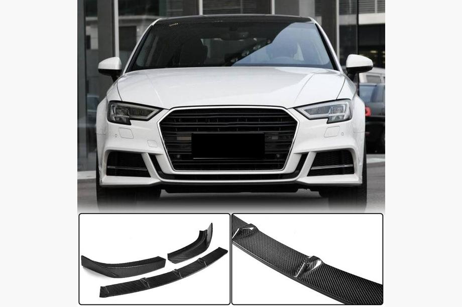 Audi A3 2012-2020 Front bumper lip spoiler Lip V2 (for S-Line Sedan 2017-2020, Carbon) Photo 1