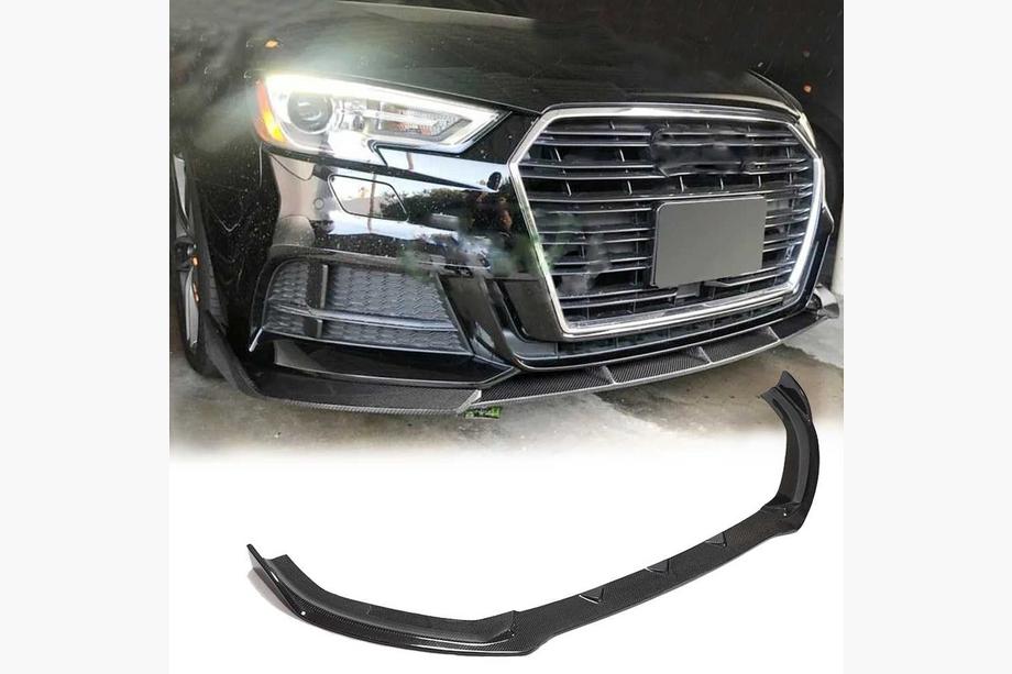 Audi A3 2012-2020 Front bumper lip spoiler Lip V1 (for S-Line 2017-2020 Sedan, Carbon) Image