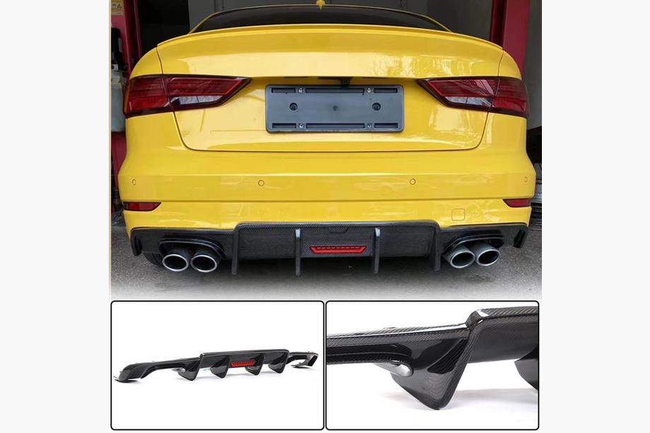 Audi A3 2012-2020 Rear bumper diffuser V3 for S-Line Sedan 2017-2020 (Carbon) Image