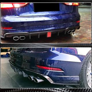 Rear bumper diffuser V2 (for S-Line Sedan 2017-2020, Carbon) Audi A3 2012-2020 photo 3