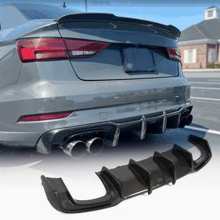 Rear bumper diffuser V1 (for S-Line Sedan 2017-2020, Carbon) Audi A3 2012-2020 photo 1