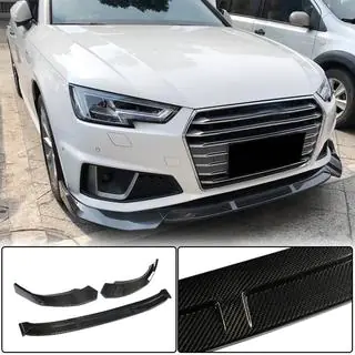 Front bumper lip spoiler Lip V1 (for S-Line Sedan 2015-2019, Carbon) photo 1