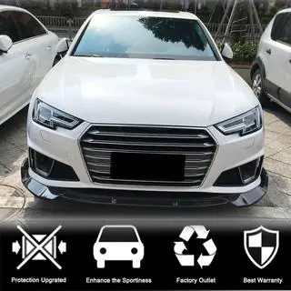 Front bumper lip spoiler Lip V1 (for S-Line Sedan 2015-2019, Carbon) photo 2