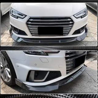 Front bumper lip spoiler Lip V1 (for S-Line Sedan 2015-2019, Carbon) photo 3