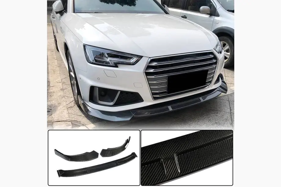 Audi A4 B9 2015-2024 Front bumper lip spoiler Lip V1 (for S-Line Sedan 2015-2019, Carbon) Image