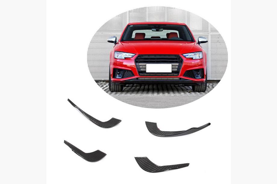 Audi A4 B9 2015-2024 Front Bumper Lip Spoiler V3 (for S-Line Sedan 2015-2019, Carbon) Image