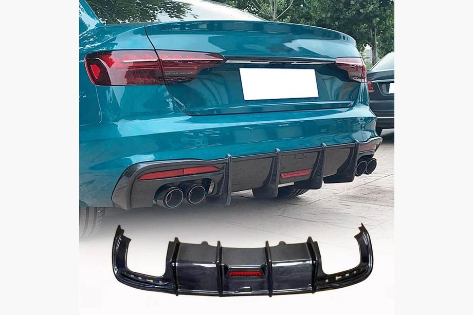 Audi A4 B10 2024- Rear Bumper Diffuser V3 (for S-Line, Carbon) Image